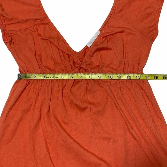 CHARLOTTE Russe Burnt Orange Short Puff Sleeve V-Neck Peasant Blouse Large - Picture 8 of 11